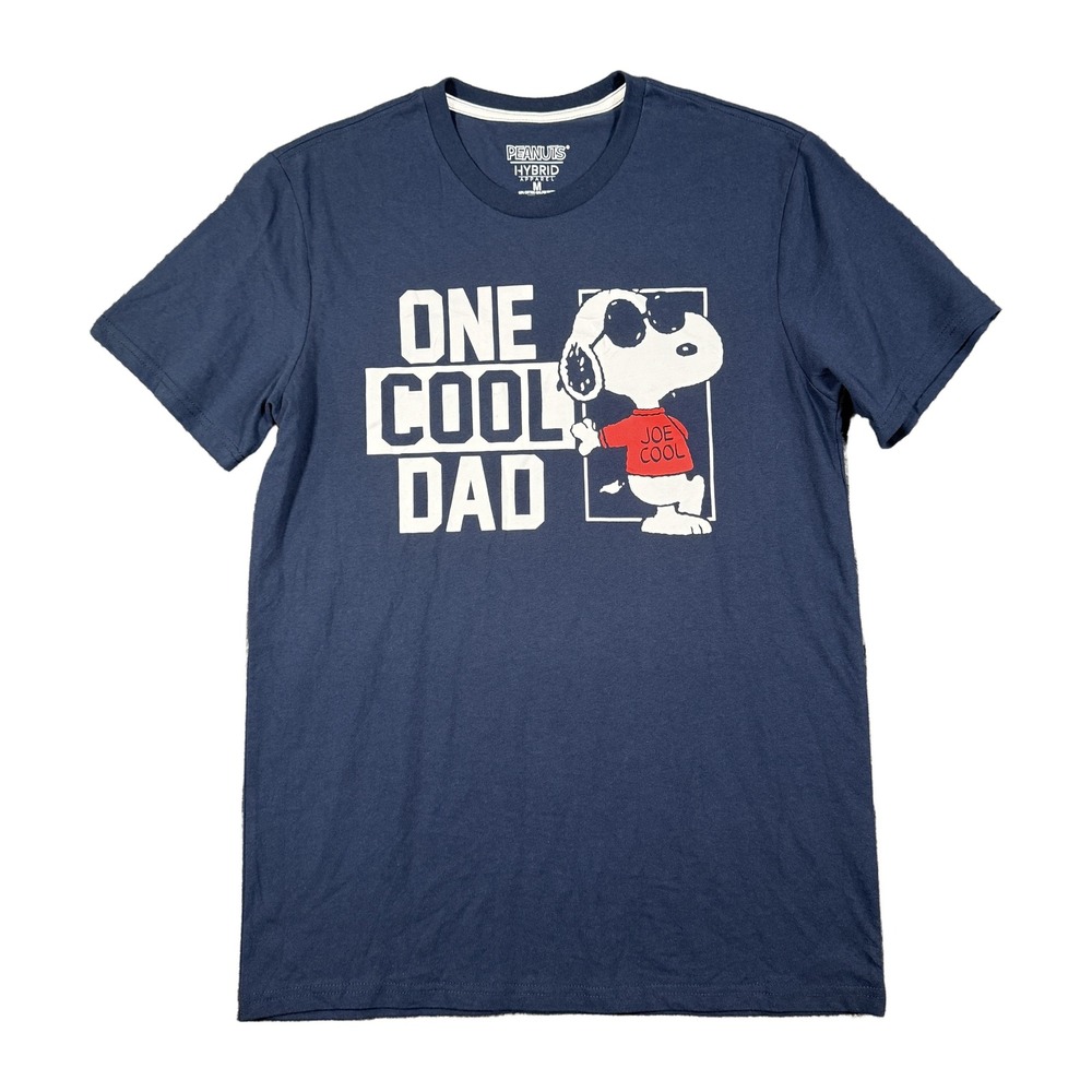 Peanuts Hybrid Apparel Mens One Cool Dad Snoopy Joe Cool Navy Blue T-Shirt M